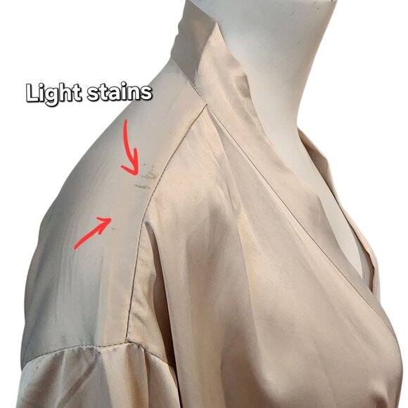 Maid of Honor Bridal Party Robe Silk Satin Lace Trim Spa Robe Plus Size 4XL Tan - Picture 10 of 10